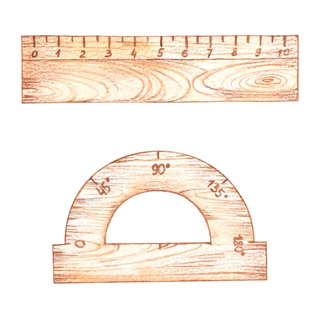 Акварельный набор деревянных линеек обратно в школу