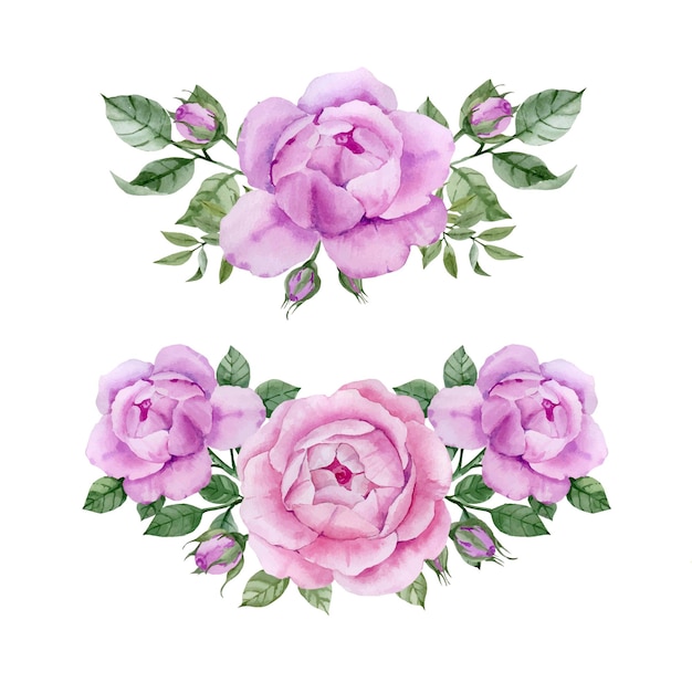 Watercolor set of roses