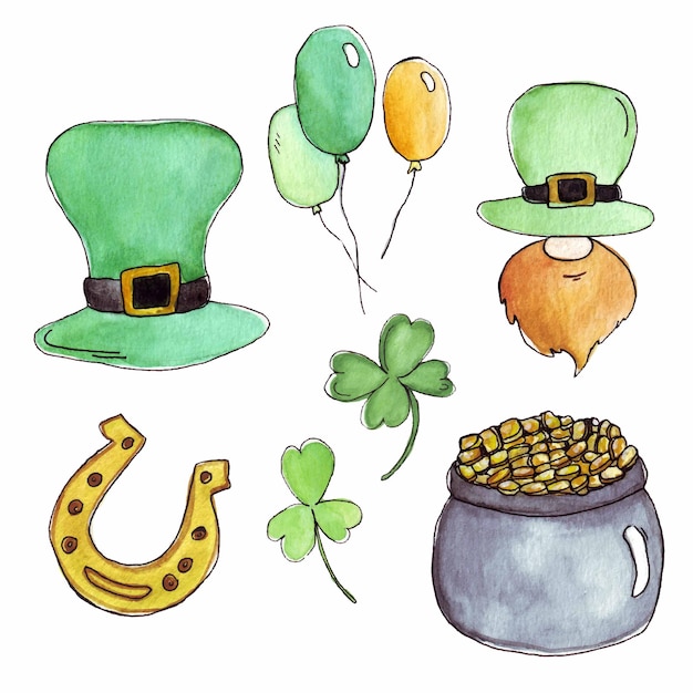 Watercolor set for st patricks day