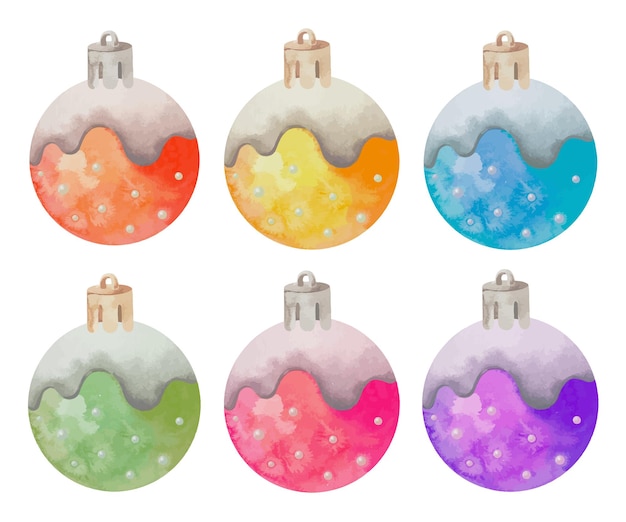 Watercolor set with Christmas decoration