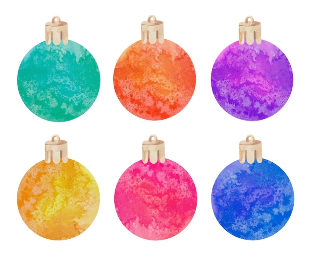 Watercolor set with Christmas decoration