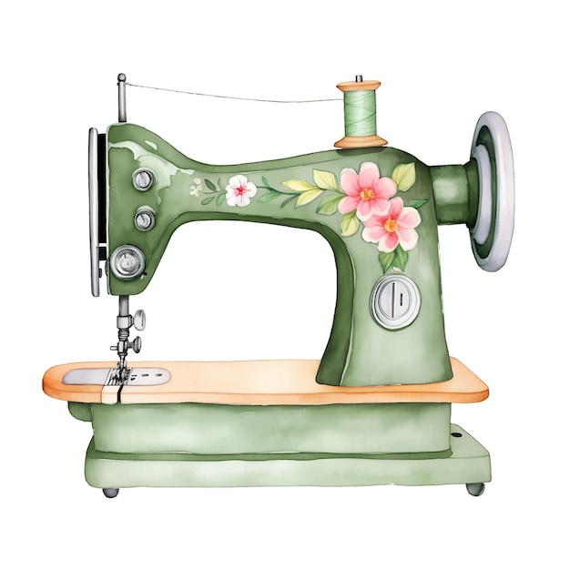 Vector watercolor sewing machine