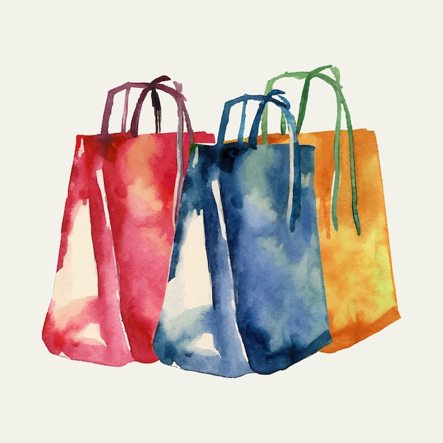 Vector watercolor shopping bag