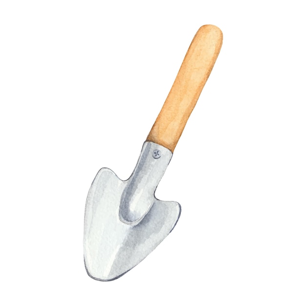 Vector watercolor shovel for the garden