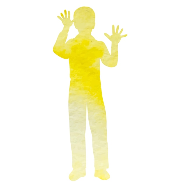 Watercolor silhouette of a child a boy