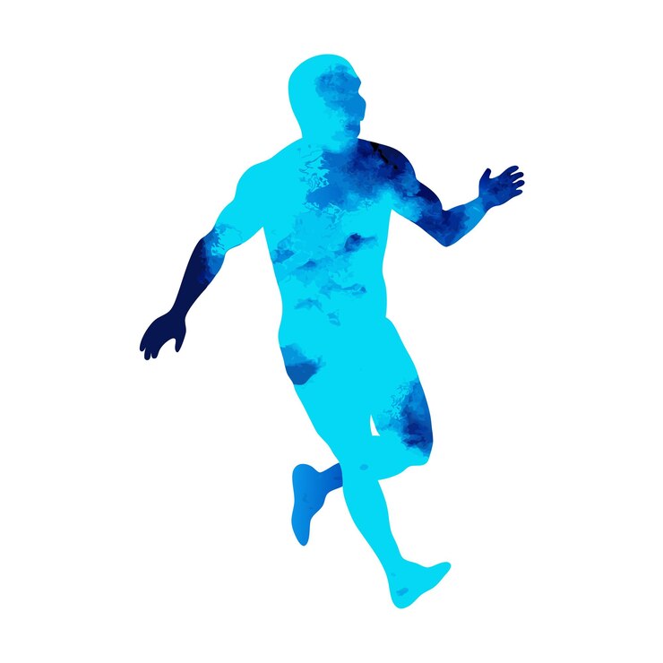 Vector watercolor silhouette of a running man on a isolated white background