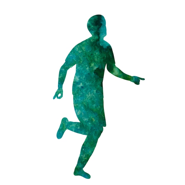 watercolor silhouette of a running man