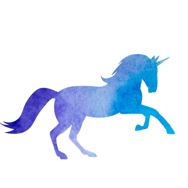 Watercolor silhouette unicorn