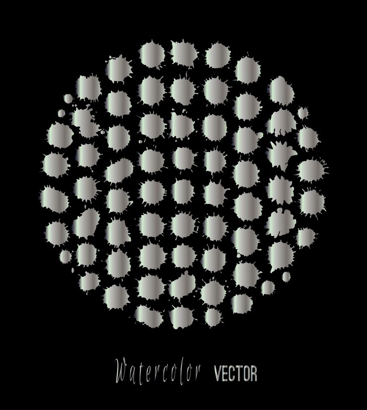 Vector watercolor silver splashes set