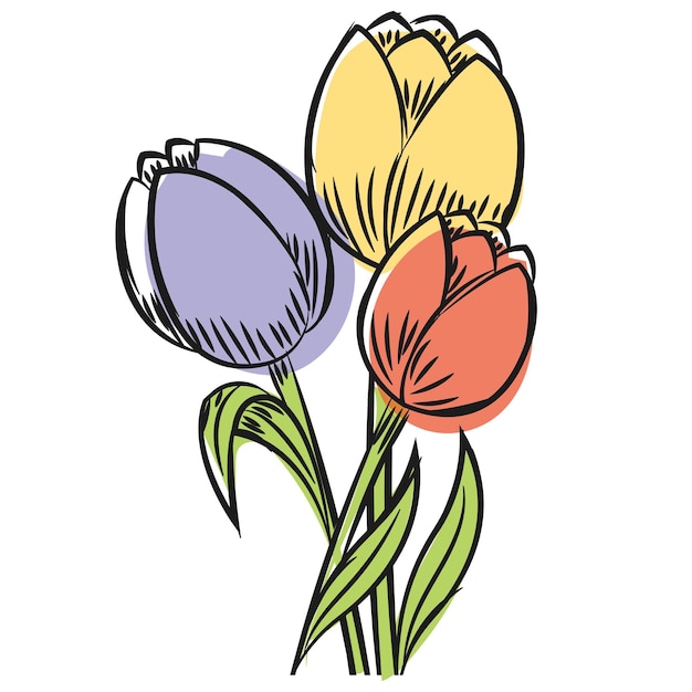 Vector watercolor sketch of a flower vector illustration