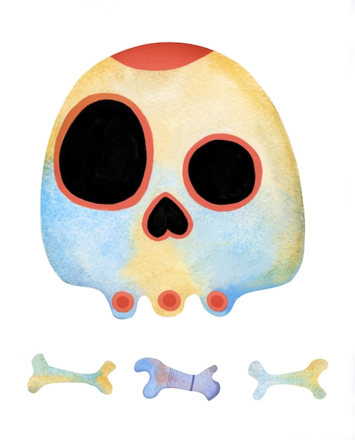 Watercolor skull ink set