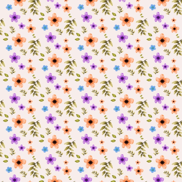 Vector watercolor small flowers pattern design