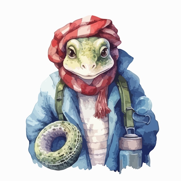 Premium Vector | Watercolor snake wearing clothes playful funny white ...