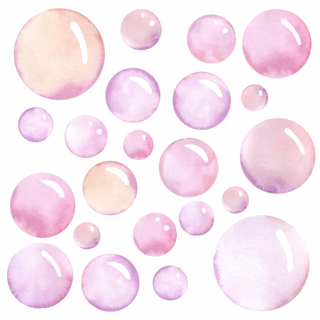 Vector watercolor soap bubbles vector pattern