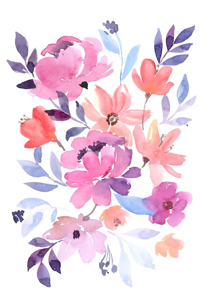 Watercolor Soft Purple Peonies Bouquet