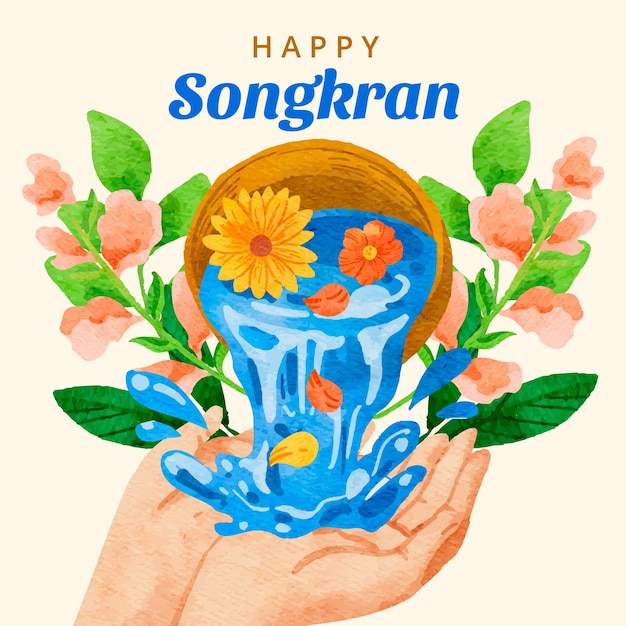 Vettore illustrazione di songkran dell'acquerello