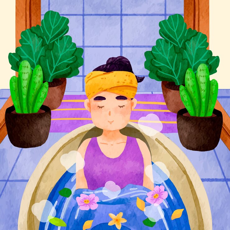 Vector watercolor spa illustration