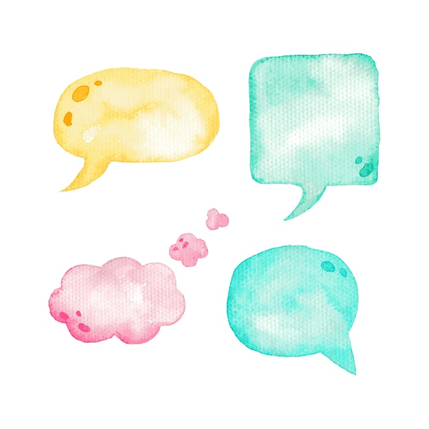 Watercolor speech bubbles set