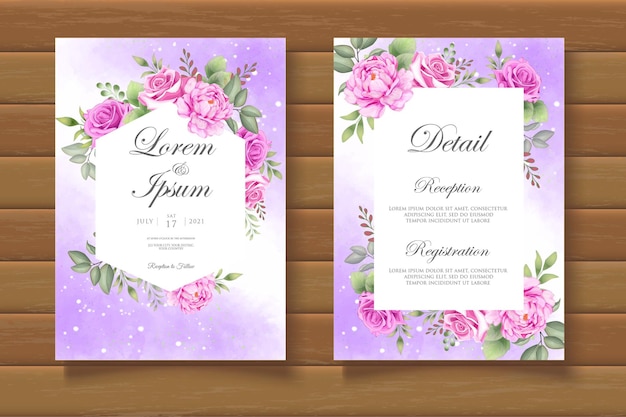 Watercolor splash floral wedding invitation card