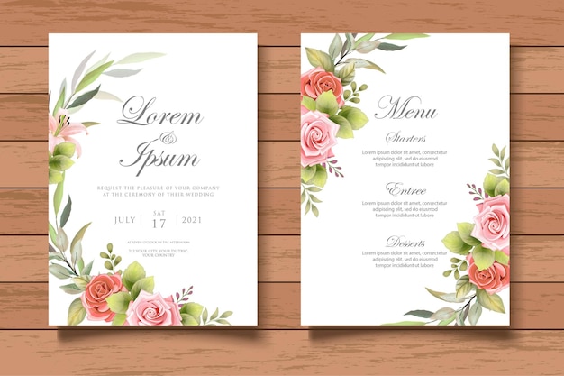 Watercolor splash floral wedding invitation card