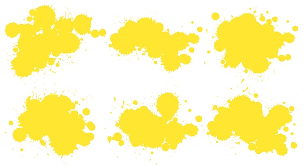 Vector watercolor splash in set of yellow on white