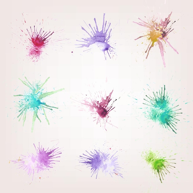 Vector watercolor splashes set