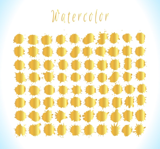 Watercolor splashes and stain texture Vector gold illustration