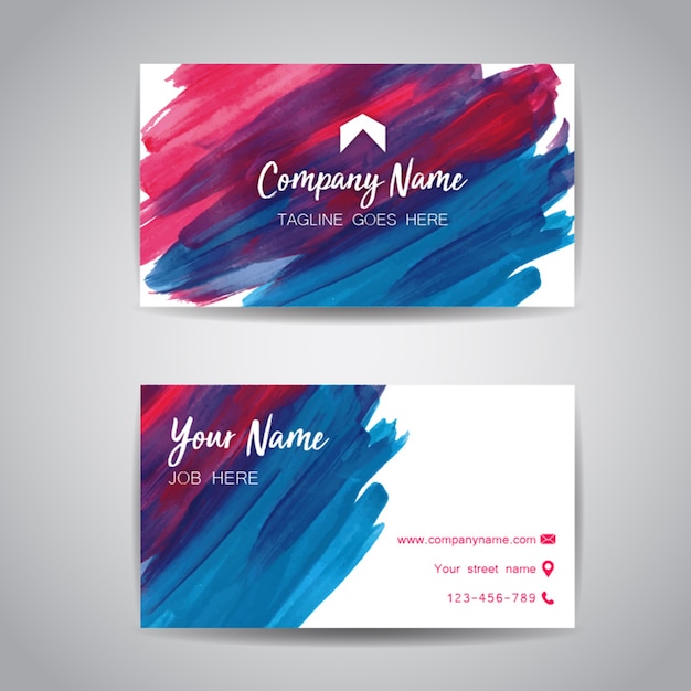 Vector watercolor splatter visiting card