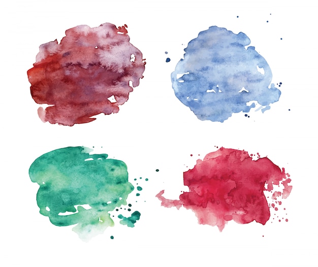 Watercolor spots set. realistic colorful stains.