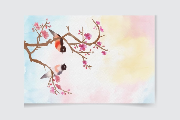 Watercolor spring birdhouse in the country Premium Vector