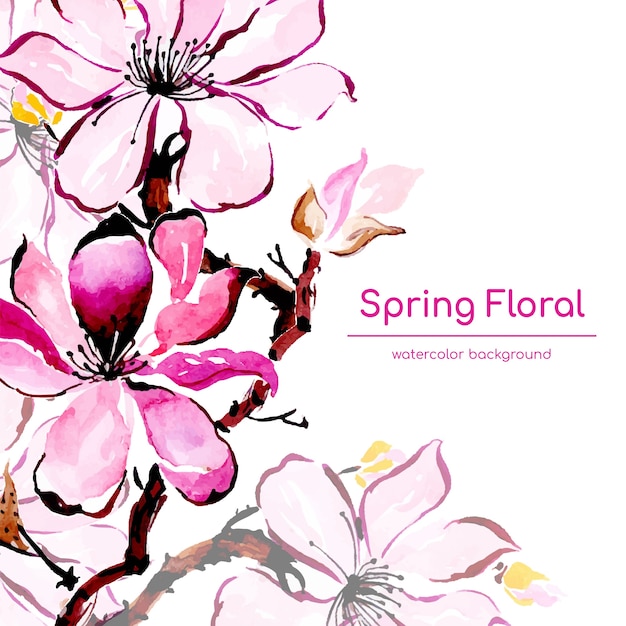 Watercolor Spring Floral Background