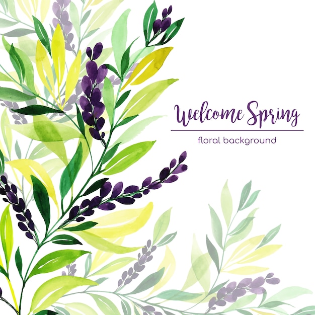 Watercolor Spring Floral Background