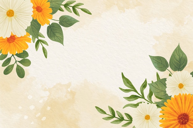 Vector watercolor spring floral background