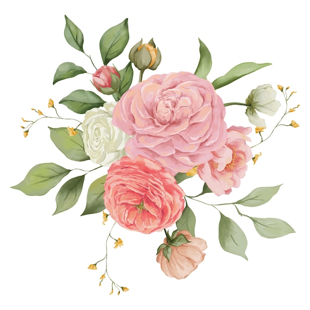 Watercolor spring floral bouquet illustration