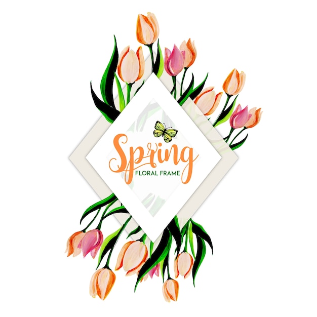 Vector watercolor spring floral frame