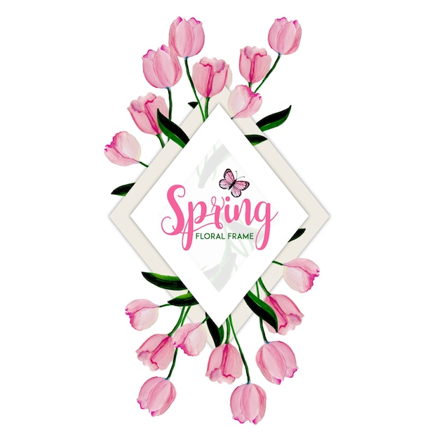 watercolor spring floral frame