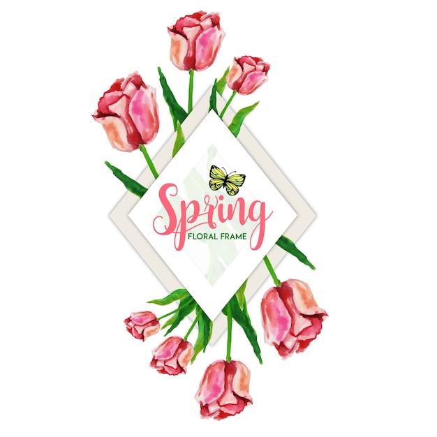 watercolor spring floral frame