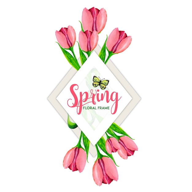 Watercolor Spring Floral Frame