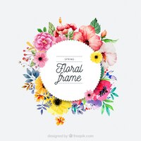 watercolor spring floral frame