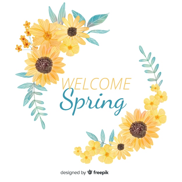 Vector watercolor spring floral frame