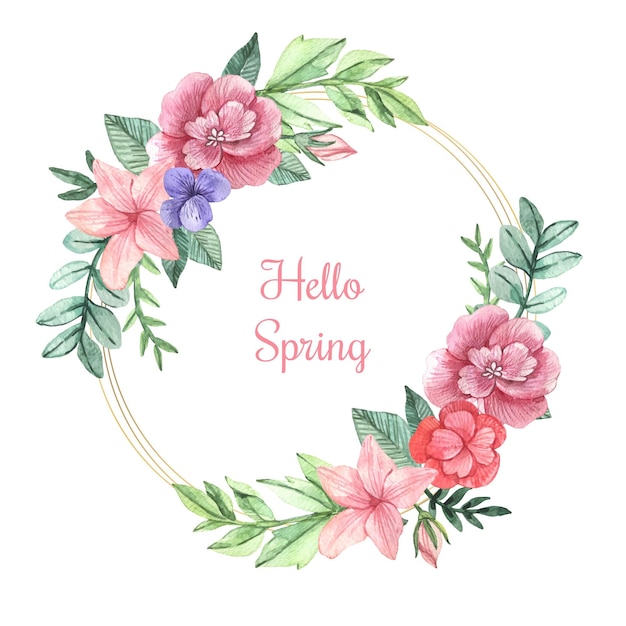 Watercolor spring floral frame