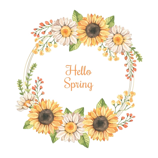 Watercolor spring floral frame