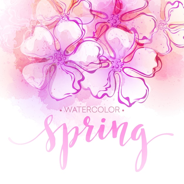 Watercolor spring flower background.  illustration