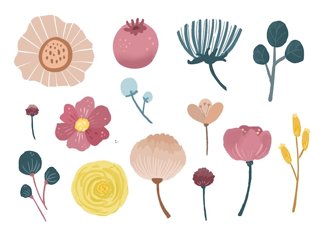 Vector watercolor spring flower element cute floral botanical element clip art design vector