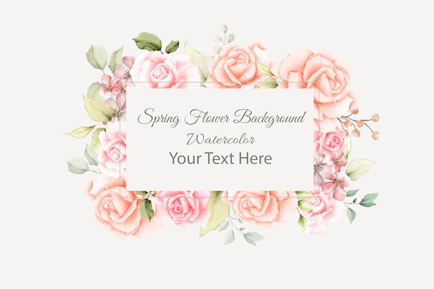 Watercolor spring flower floral frame