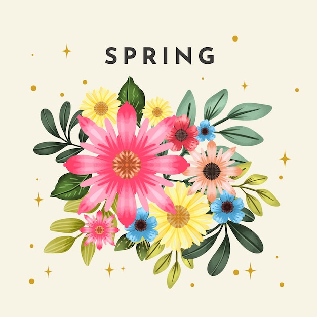 Vector watercolor spring illustration