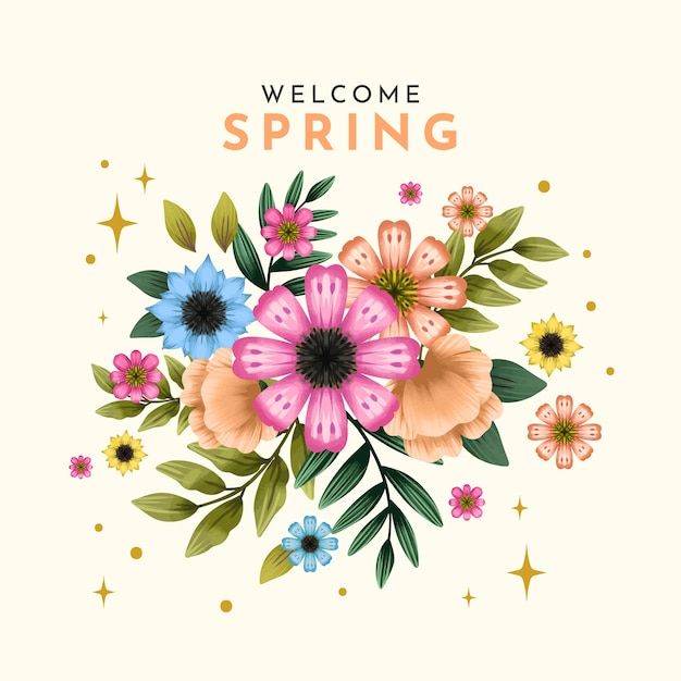 Vector watercolor spring illustration