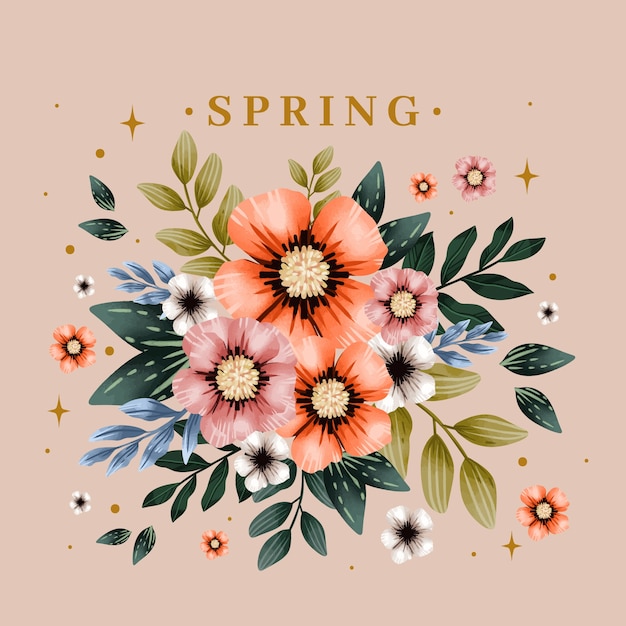 Vector watercolor spring illustration