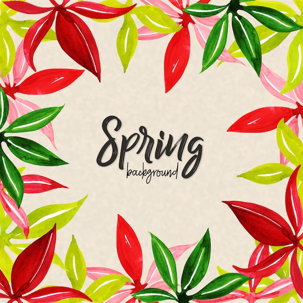 Watercolor Spring Leaves Background