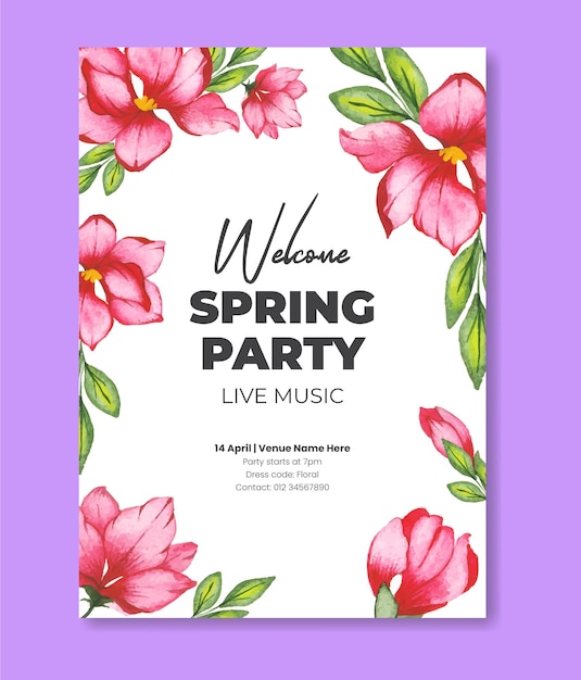 Watercolor spring party flyer
